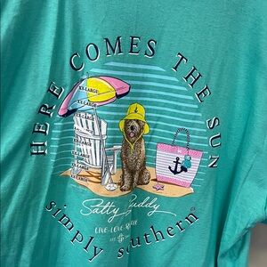 Simply Southern Teal Tee with Beach Dog Design